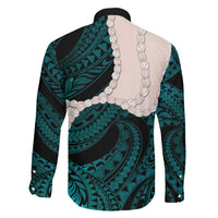 Teal Galaxy Polynesia Tribal Octopus Tattoo Family Matching Puletasi and Hawaiian Shirt Pikake Lei Polynesian Pattern