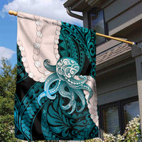 Teal Galaxy Polynesia Tribal Octopus Tattoo Garden Flag Pikake Lei Polynesian Pattern