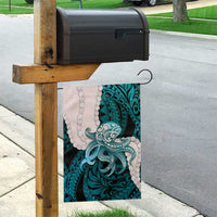 Teal Galaxy Polynesia Tribal Octopus Tattoo Garden Flag Pikake Lei Polynesian Pattern