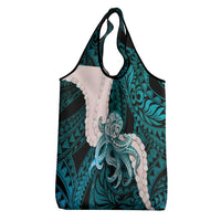 Teal Galaxy Polynesia Tribal Octopus Tattoo Grocery Bag Pikake Lei Polynesian Pattern LT14 - Polynesian Pride