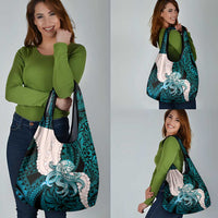 Teal Galaxy Polynesia Tribal Octopus Tattoo Grocery Bag Pikake Lei Polynesian Pattern LT14 - Polynesian Pride