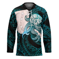 Teal Galaxy Polynesia Tribal Octopus Tattoo Hockey Jersey Pikake Lei Polynesian Pattern LT14 Unisex Teal - Polynesian Pride