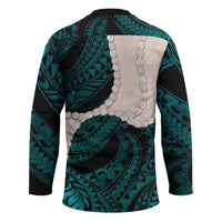 Teal Galaxy Polynesia Tribal Octopus Tattoo Hockey Jersey Pikake Lei Polynesian Pattern LT14 - Polynesian Pride