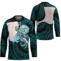 Teal Galaxy Polynesia Tribal Octopus Tattoo Hockey Jersey Pikake Lei Polynesian Pattern LT14 - Polynesian Pride