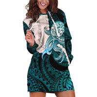 Teal Galaxy Polynesia Tribal Octopus Tattoo Hoodie Dress Pikake Lei Polynesian Pattern LT14 Teal - Polynesian Pride