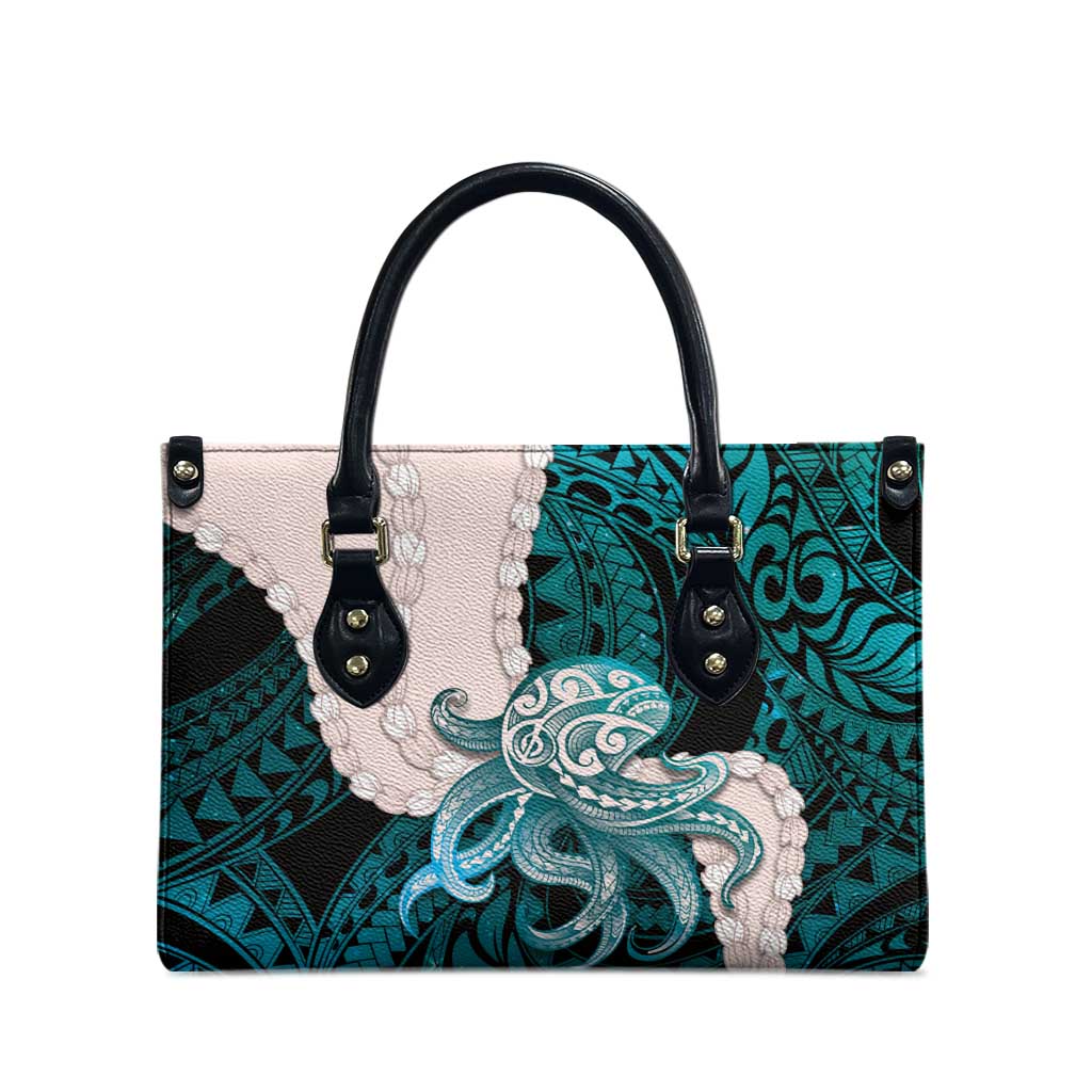 Teal Galaxy Polynesia Tribal Octopus Tattoo Leather Bag Pikake Lei Polynesian Pattern LT14 - Polynesian Pride