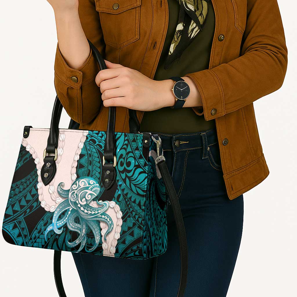 Teal Galaxy Polynesia Tribal Octopus Tattoo Leather Bag Pikake Lei Polynesian Pattern LT14 - Polynesian Pride