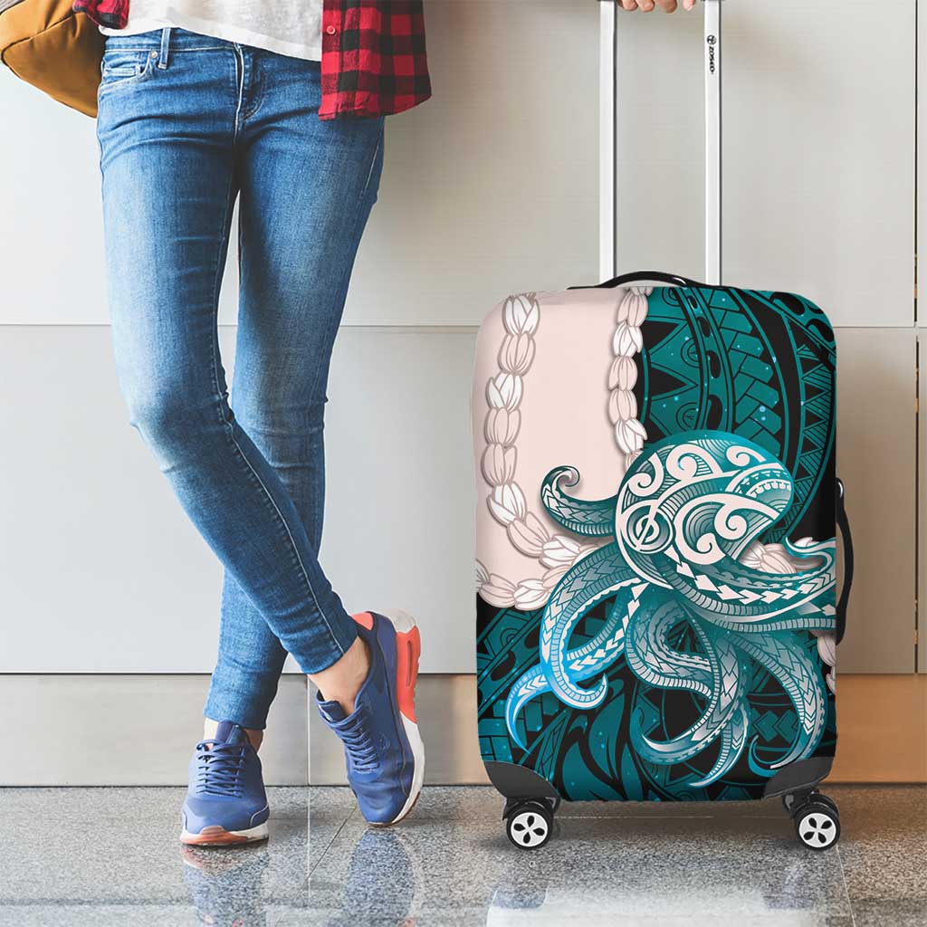 Teal Galaxy Polynesia Tribal Octopus Tattoo Luggage Cover Pikake Lei Polynesian Pattern LT14 - Polynesian Pride