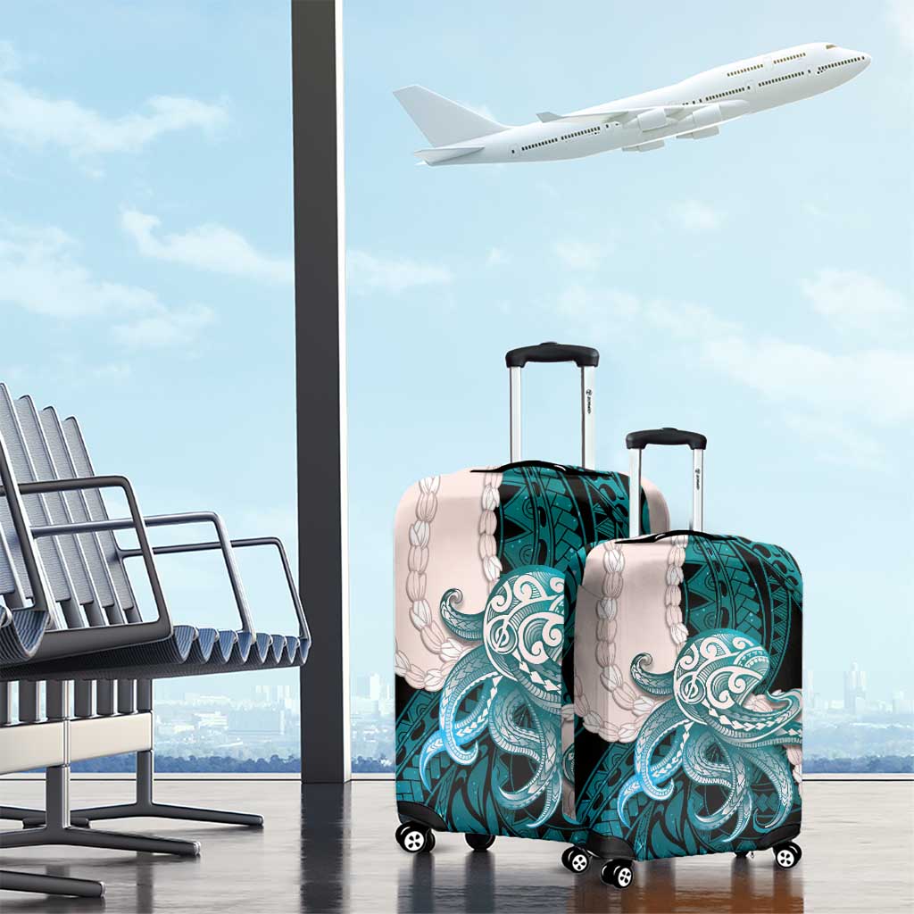 Teal Galaxy Polynesia Tribal Octopus Tattoo Luggage Cover Pikake Lei Polynesian Pattern LT14 - Polynesian Pride