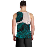 Teal Galaxy Polynesia Tribal Octopus Tattoo Men Tank Top Pikake Lei Polynesian Pattern