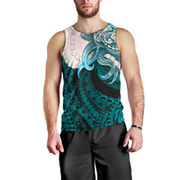 Teal Galaxy Polynesia Tribal Octopus Tattoo Men Tank Top Pikake Lei Polynesian Pattern