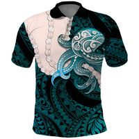 Teal Galaxy Polynesia Tribal Octopus Tattoo Polo Shirt Pikake Lei Polynesian Pattern LT14 Teal - Polynesian Pride