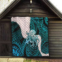 Teal Galaxy Polynesia Tribal Octopus Tattoo Quilt Pikake Lei Polynesian Pattern LT14 - Polynesian Pride