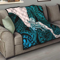 Teal Galaxy Polynesia Tribal Octopus Tattoo Quilt Pikake Lei Polynesian Pattern LT14 - Polynesian Pride