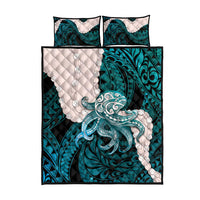 Teal Galaxy Polynesia Tribal Octopus Tattoo Quilt Bed Set Pikake Lei Polynesian Pattern LT14 - Polynesian Pride