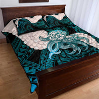 Teal Galaxy Polynesia Tribal Octopus Tattoo Quilt Bed Set Pikake Lei Polynesian Pattern LT14 - Polynesian Pride