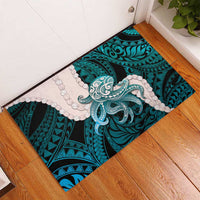 Teal Galaxy Polynesia Tribal Octopus Tattoo Rubber Doormat Pikake Lei Polynesian Pattern LT14 - Polynesian Pride