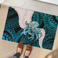 Teal Galaxy Polynesia Tribal Octopus Tattoo Rubber Doormat Pikake Lei Polynesian Pattern LT14 - Polynesian Pride