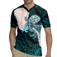 Teal Galaxy Polynesia Tribal Octopus Tattoo Rugby Jersey Pikake Lei Polynesian Pattern