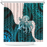 Teal Galaxy Polynesia Tribal Octopus Tattoo Shower Curtain Pikake Lei Polynesian Pattern LT14 Teal - Polynesian Pride