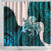 Teal Galaxy Polynesia Tribal Octopus Tattoo Shower Curtain Pikake Lei Polynesian Pattern LT14 - Polynesian Pride