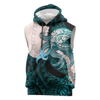 Teal Galaxy Polynesia Tribal Octopus Tattoo Sleeveless Hoodie Pikake Lei Polynesian Pattern LT14 Teal - Polynesian Pride