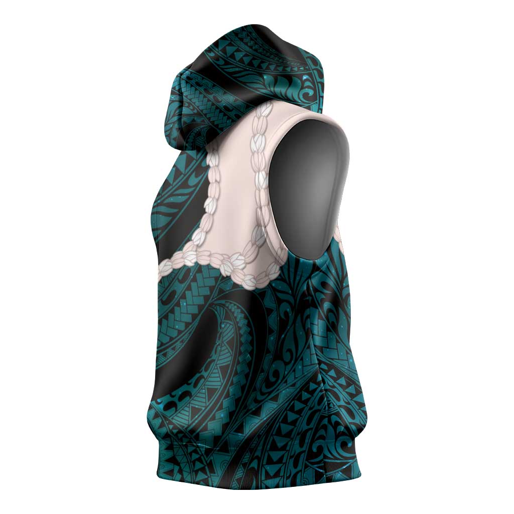 Teal Galaxy Polynesia Tribal Octopus Tattoo Sleeveless Hoodie Pikake Lei Polynesian Pattern LT14 - Polynesian Pride