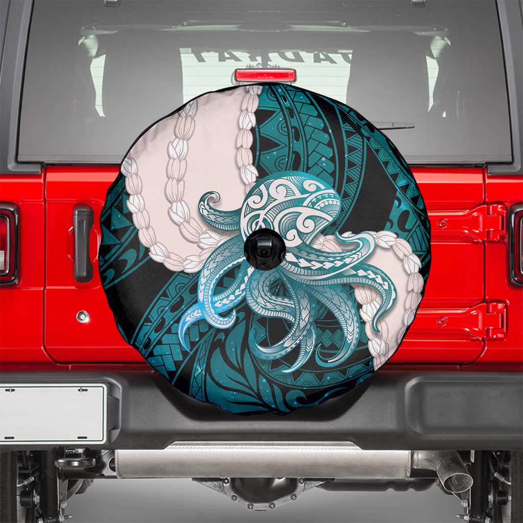 Teal Galaxy Polynesia Tribal Octopus Tattoo Spare Tire Cover Pikake Lei Polynesian Pattern LT14 - Polynesian Pride
