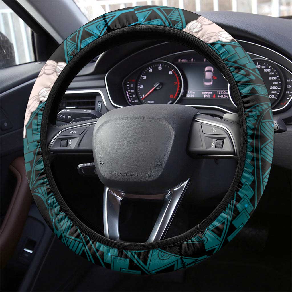 Teal Galaxy Polynesia Tribal Octopus Tattoo Steering Wheel Cover Pikake Lei Polynesian Pattern LT14 - Polynesian Pride