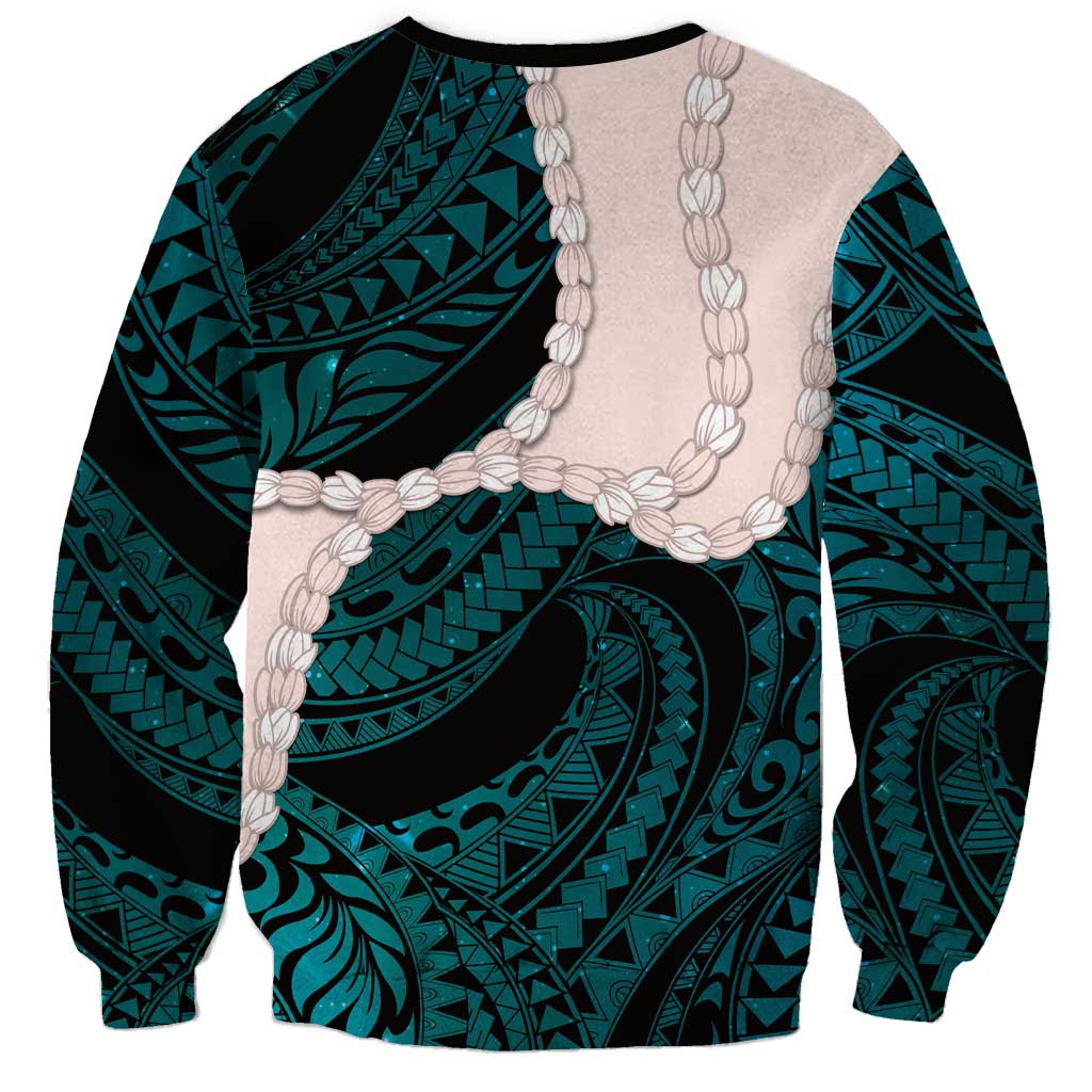 Teal Galaxy Polynesia Tribal Octopus Tattoo Sweatshirt Pikake Lei Polynesian Pattern LT14 - Polynesian Pride