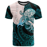 Teal Galaxy Polynesia Tribal Octopus Tattoo T Shirt Pikake Lei Polynesian Pattern LT14 Teal - Polynesian Pride