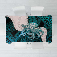 Teal Galaxy Polynesia Tribal Octopus Tattoo Tablecloth Pikake Lei Polynesian Pattern