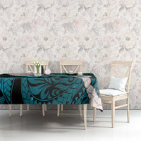 Teal Galaxy Polynesia Tribal Octopus Tattoo Tablecloth Pikake Lei Polynesian Pattern