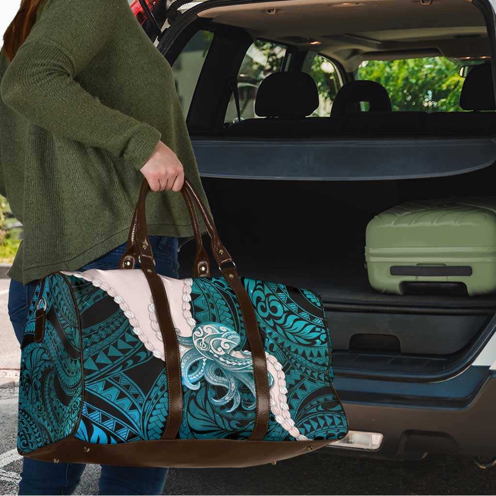 Teal Galaxy Polynesia Tribal Octopus Tattoo Travel Bag Pikake Lei Polynesian Pattern