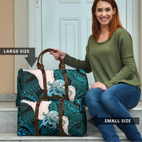 Teal Galaxy Polynesia Tribal Octopus Tattoo Travel Bag Pikake Lei Polynesian Pattern