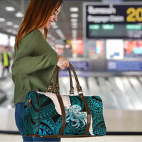 Teal Galaxy Polynesia Tribal Octopus Tattoo Travel Bag Pikake Lei Polynesian Pattern