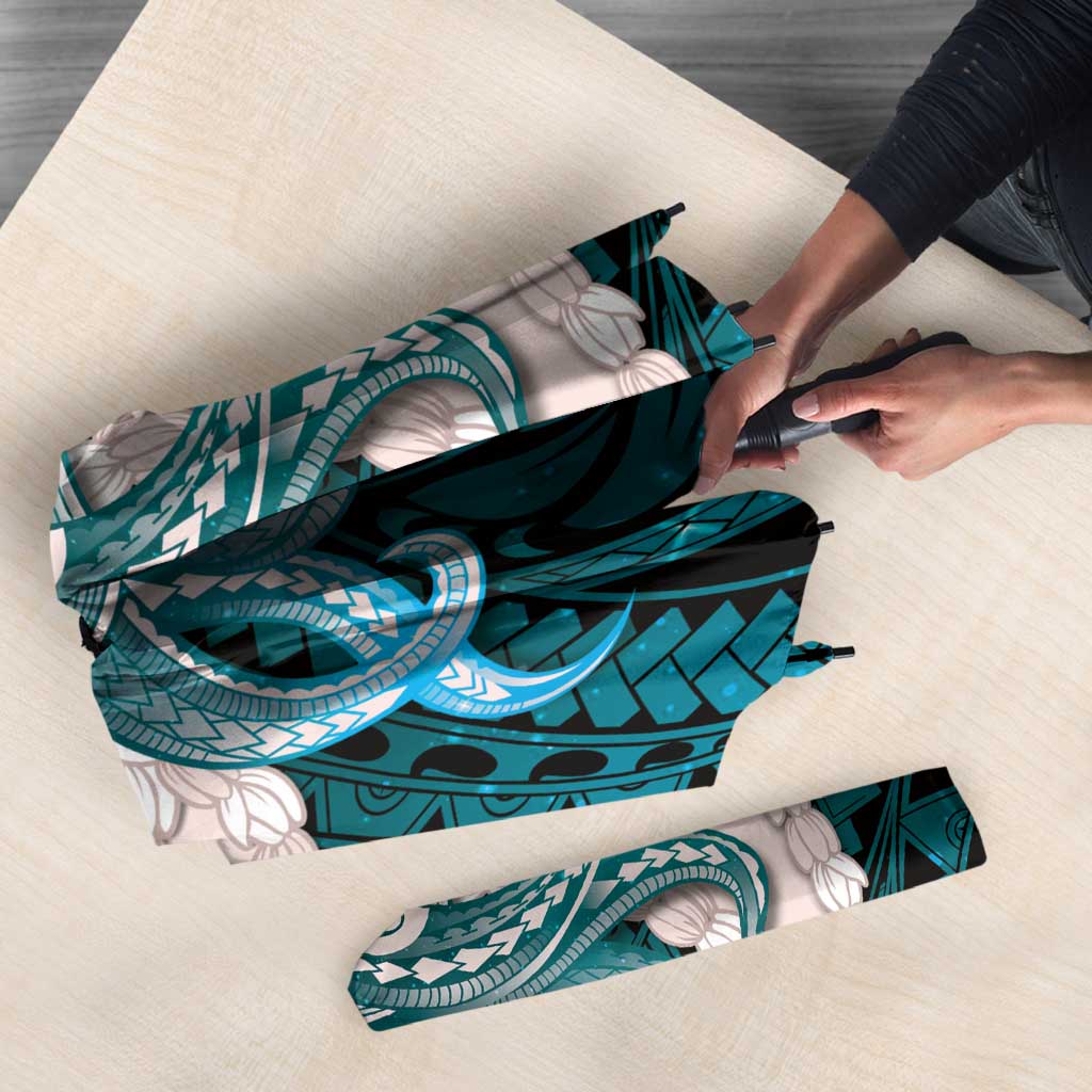 Teal Galaxy Polynesia Tribal Octopus Tattoo Umbrella Pikake Lei Polynesian Pattern LT14 - Polynesian Pride