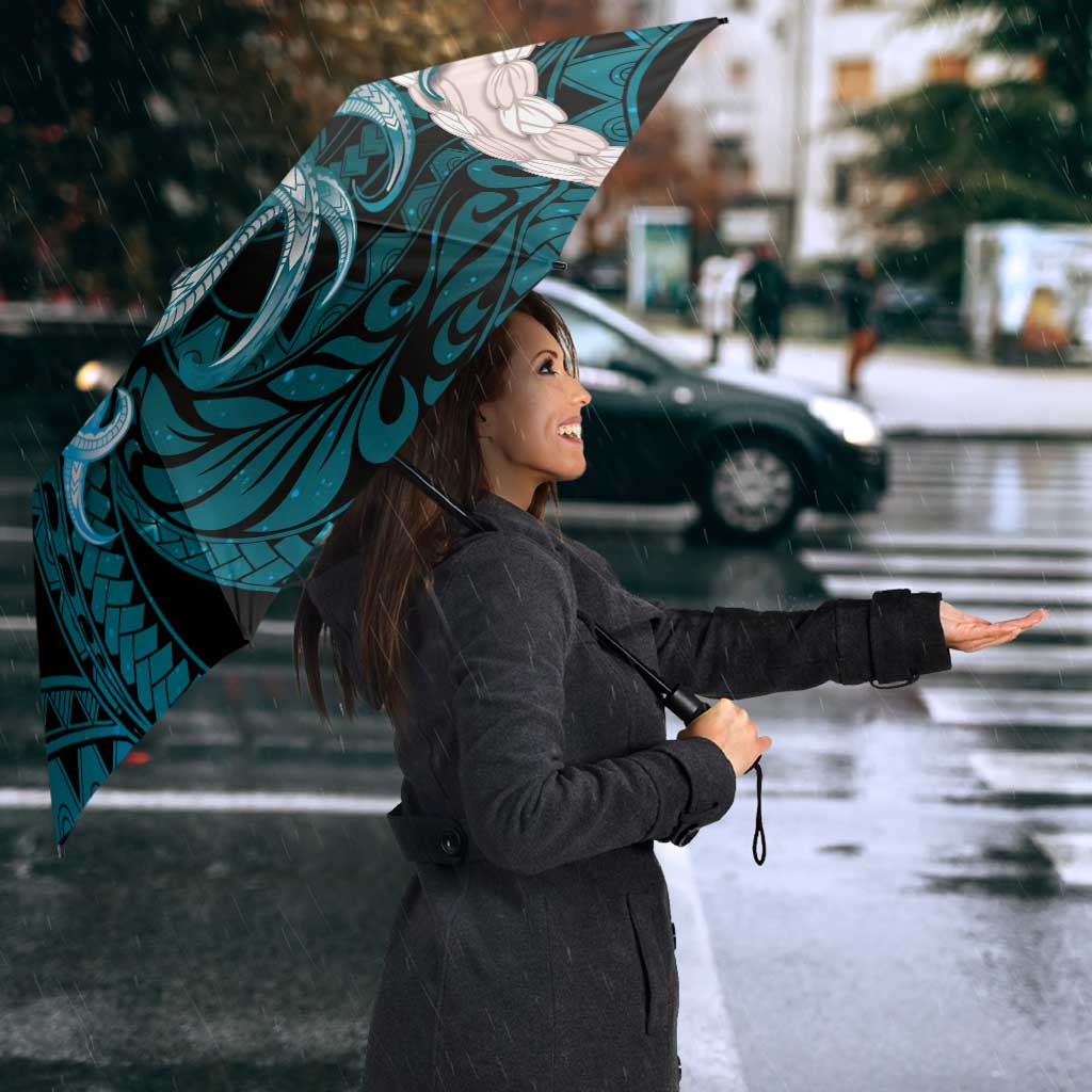 Teal Galaxy Polynesia Tribal Octopus Tattoo Umbrella Pikake Lei Polynesian Pattern LT14 - Polynesian Pride