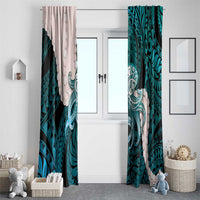 Teal Galaxy Polynesia Tribal Octopus Tattoo Window Curtain Pikake Lei Polynesian Pattern LT14 - Polynesian Pride