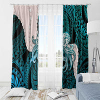 Teal Galaxy Polynesia Tribal Octopus Tattoo Window Curtain Pikake Lei Polynesian Pattern LT14 - Polynesian Pride