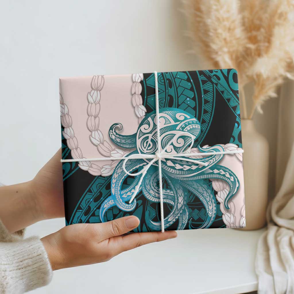 Teal Galaxy Polynesia Tribal Octopus Tattoo Wrapping Paper Pikake Lei Polynesian Pattern LT14 - Polynesian Pride