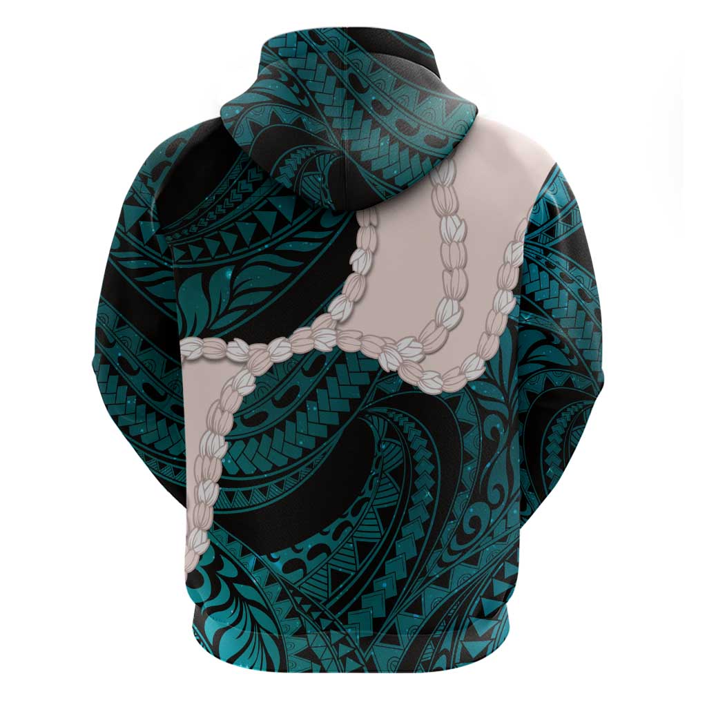 Teal Galaxy Polynesia Tribal Octopus Tattoo Zip Hoodie Pikake Lei Polynesian Pattern LT14 - Polynesian Pride