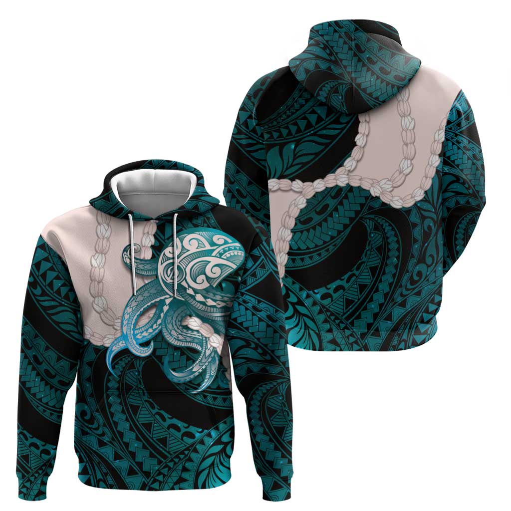 Teal Galaxy Polynesia Tribal Octopus Tattoo Zip Hoodie Pikake Lei Polynesian Pattern LT14 - Polynesian Pride
