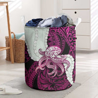 Pink Galaxy Polynesia Tribal Octopus Tattoo Laundry Basket Pikake Lei Polynesian Pattern