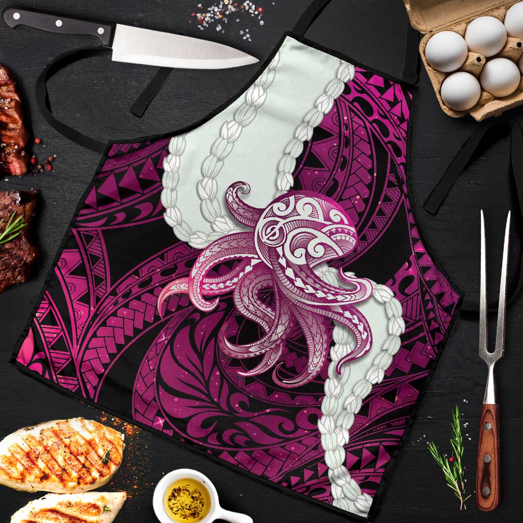Pink Galaxy Polynesia Tribal Octopus Tattoo Apron Pikake Lei Polynesian Pattern LT14 Pink - Polynesian Pride