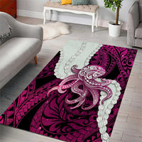 Pink Galaxy Polynesia Tribal Octopus Tattoo Area Rug Pikake Lei Polynesian Pattern
