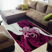 Pink Galaxy Polynesia Tribal Octopus Tattoo Area Rug Pikake Lei Polynesian Pattern