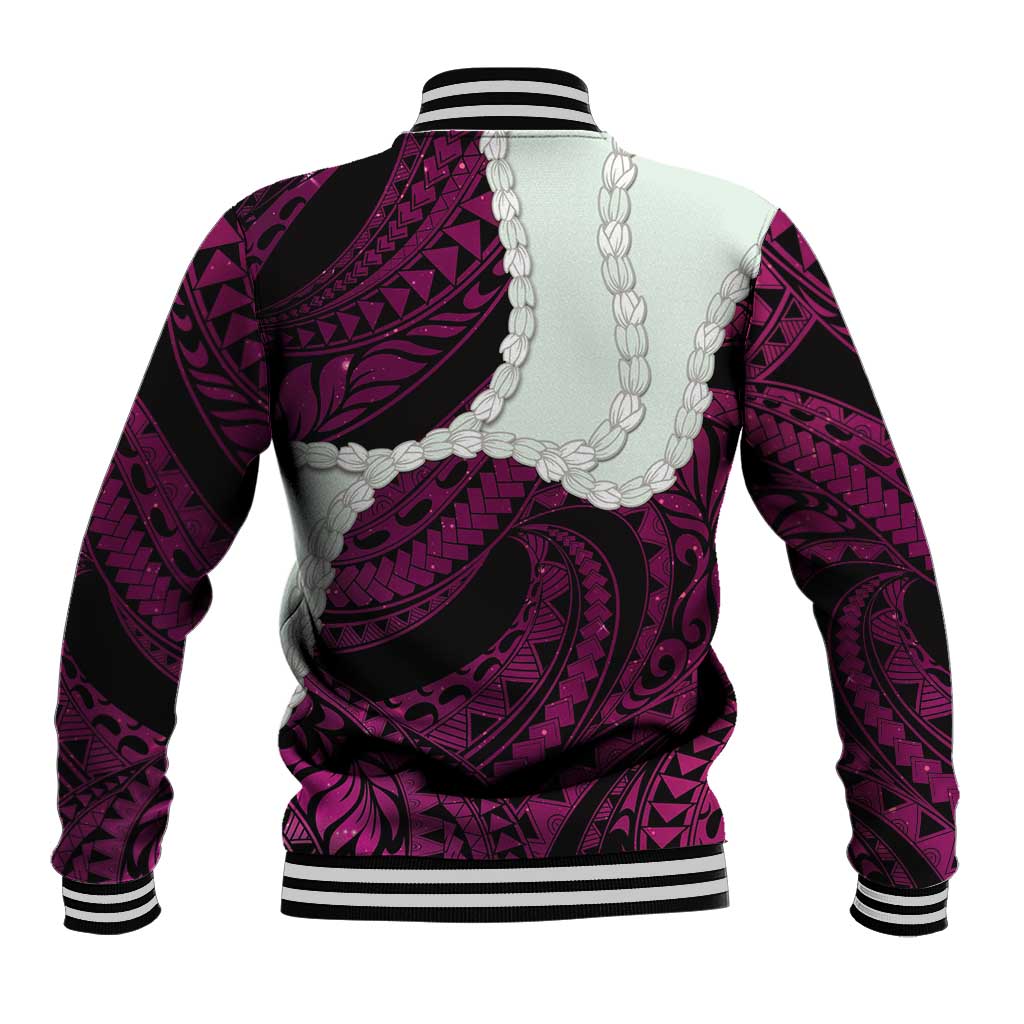 Pink Galaxy Polynesia Tribal Octopus Tattoo Baseball Jacket Pikake Lei Polynesian Pattern LT14 - Polynesian Pride