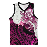 Pink Galaxy Polynesia Tribal Octopus Tattoo Basketball Jersey Pikake Lei Polynesian Pattern LT14 Unisex Pink - Polynesian Pride