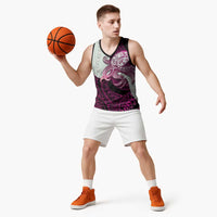 Pink Galaxy Polynesia Tribal Octopus Tattoo Basketball Jersey Pikake Lei Polynesian Pattern LT14 - Polynesian Pride